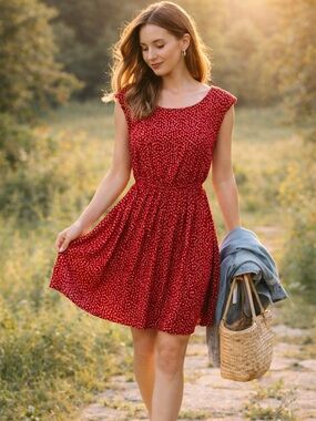 Red Floral Mini Dress | Cottagecore Summer Small | Screen Worn Cruel Intentions